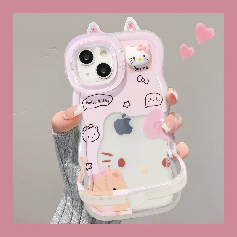 kt公仔适用苹果15华为oppo/vivo小米iPhone16pro双支架卡通手机壳