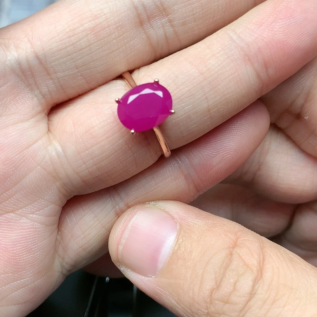 红宝石戒指银S925镶嵌