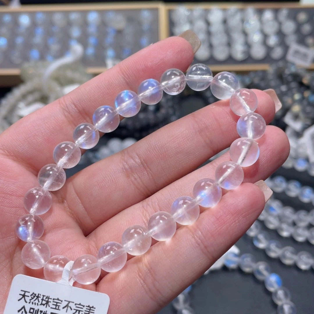 蓝***r未镶嵌手链长石蓝月光手链8.8mm