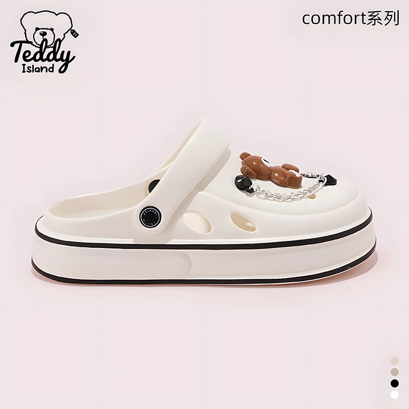 TEDDY ISLAND女士时尚洞洞鞋厚底防滑舒适透气轻便夏季凉拖鞋