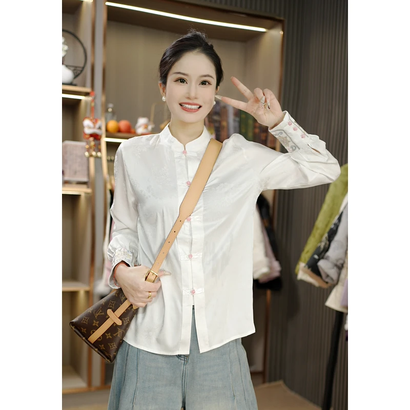 【伯虎说8133】~2025春季新款气质百搭新中式时尚国风衬衫