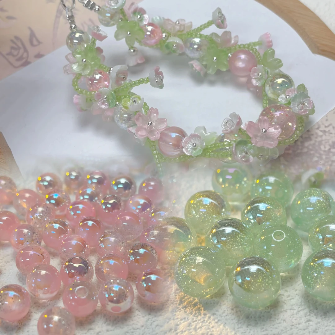 【落日糖心】树脂光学仙女色电镀珠编花手机链ins小清新diy炫彩手工