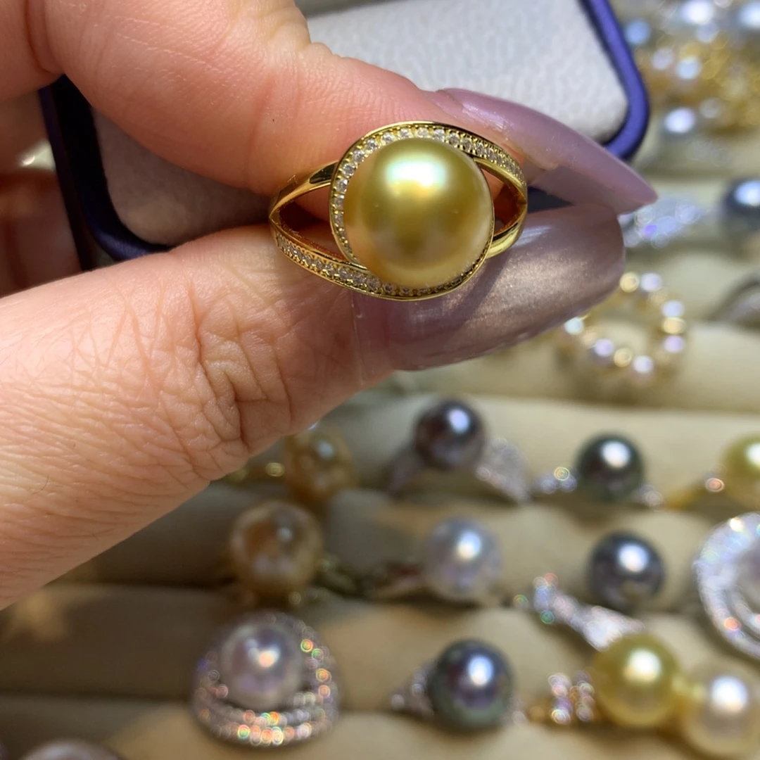 银S925镶嵌戒指海水珍珠