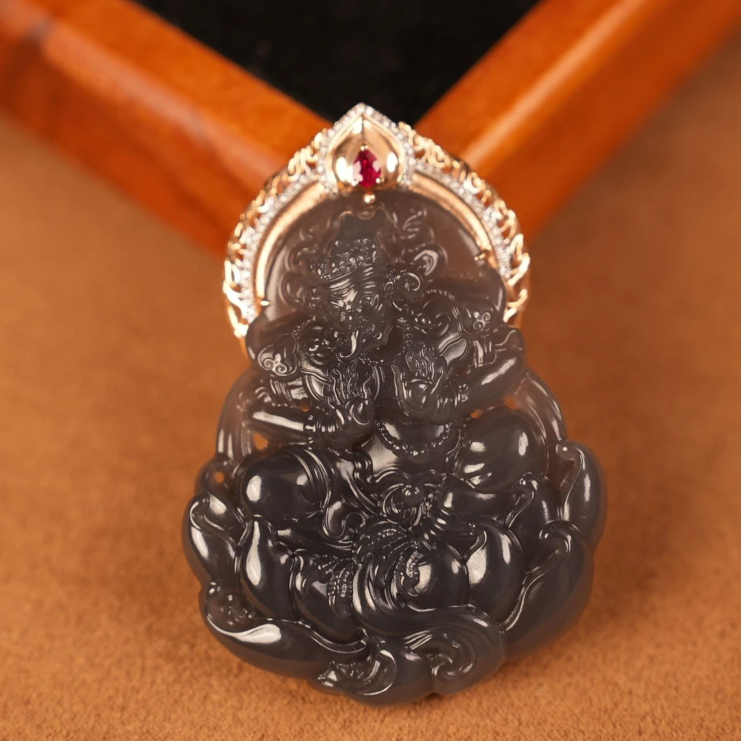 天然和田玉18k烟紫扎基拉姆（多样性发货）