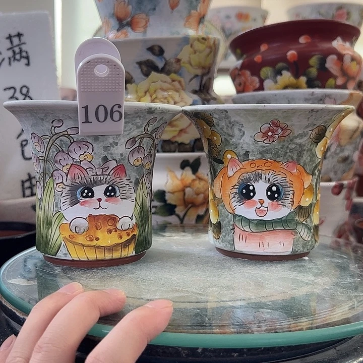 景德镇手绘花盆满38包邮偏远地区除外