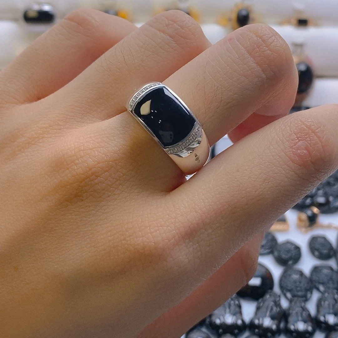 定制翡翠银S925镶嵌戒指