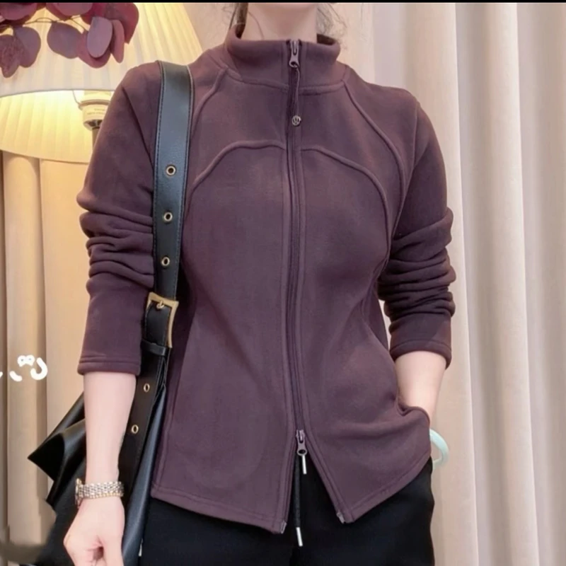 2025秋冬新款双面绒立领拉链外套保暖显瘦百搭休闲开衫上衣 8820