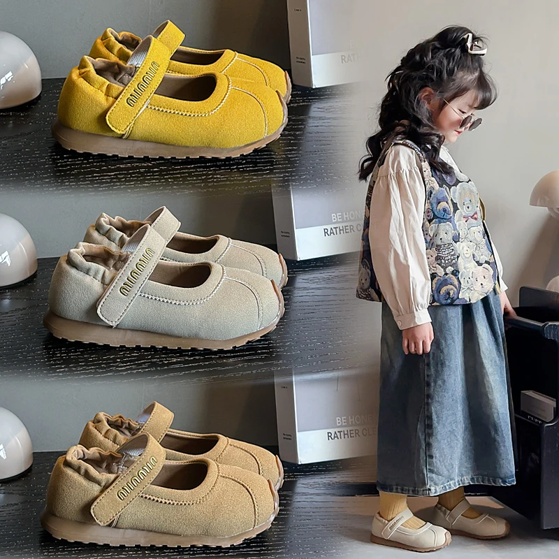 ABC韩版儿童磨砂鞋2025春秋女童单鞋浅口女孩公主鞋软底宝宝童鞋