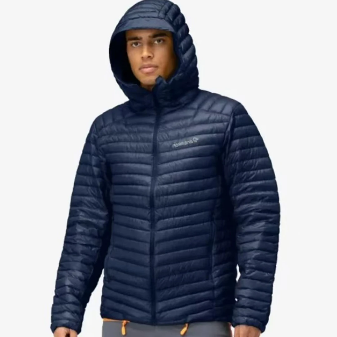 挪威老头90白鸭绒户外运动轻量化收纳羽绒服轻薄排骨连帽羽绒服男