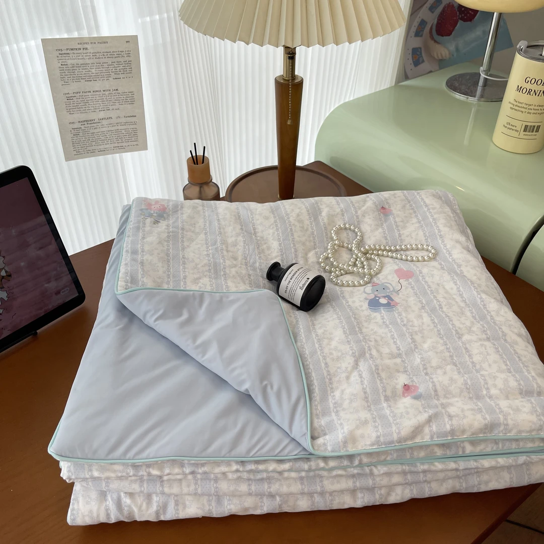 美如梦丨冰纱双拼凉感夏被空调被小清新印花盖毯单人双人可机洗