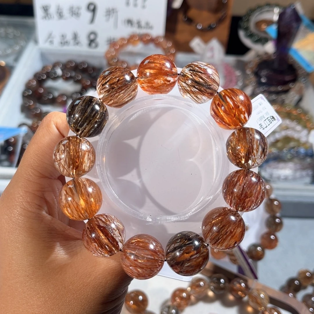 王***木水晶未镶嵌手链黑金超16m