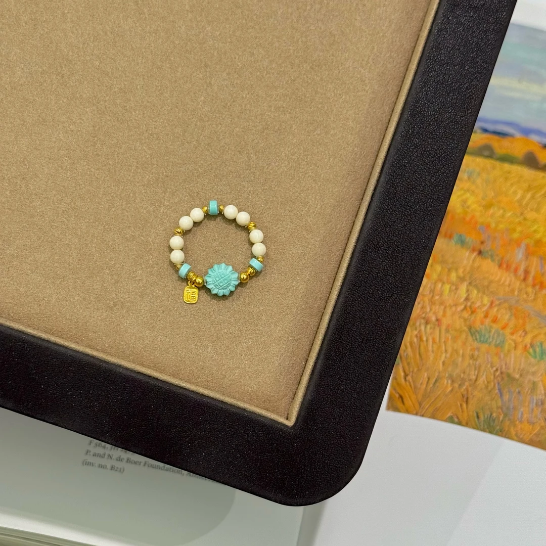 【梁姐妹珠宝】向阳*绿松石18k金戒指*原矿天然*多样性发一*2506191