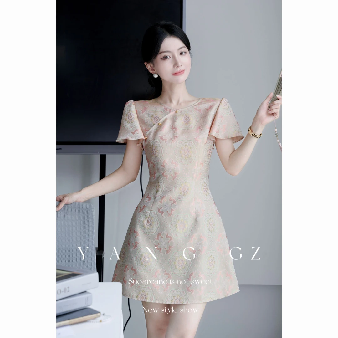 YANG GZ【宝相奔鹿】新中式宝相奔鹿圆领斜襟旗袍女 GZ5152DR656044