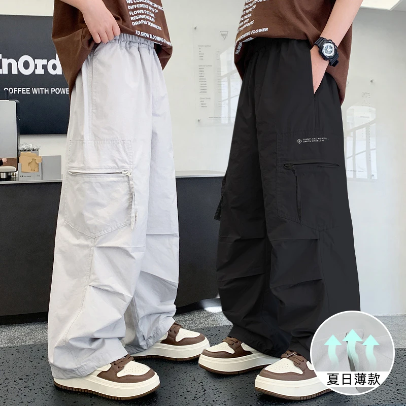 男童工装裤子夏季薄款2025新款儿童中大童春夏痞帅童装长裤男孩潮