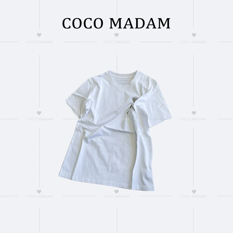 ANNI · Ani-A800 春夏新款钻石爱心黑白两色短袖T恤