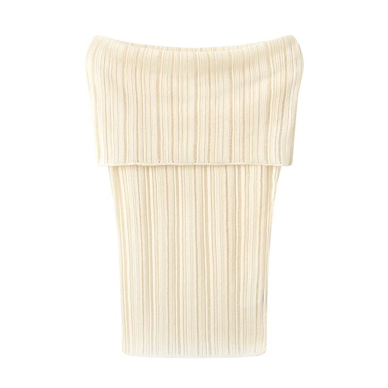 艾家工厂代工2025夏季新款翻领一字肩薄款无袖针织衫上衣女8170