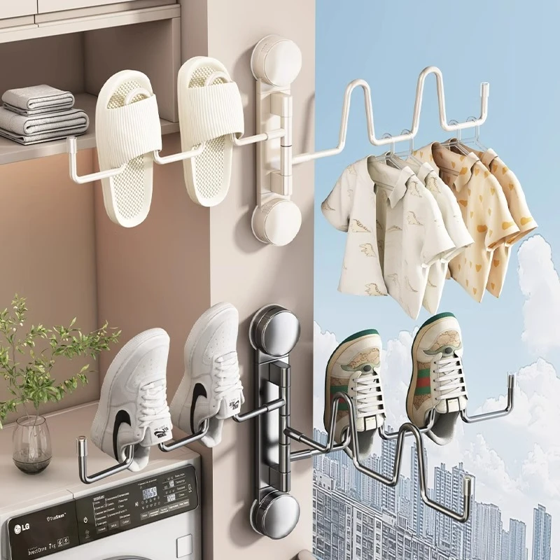 优勤吸盘晾鞋架阳台室内外免打孔简易晒鞋子神器可折叠防风晒鞋架