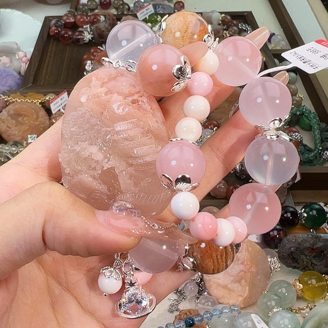点***麻手串合金水晶水晶