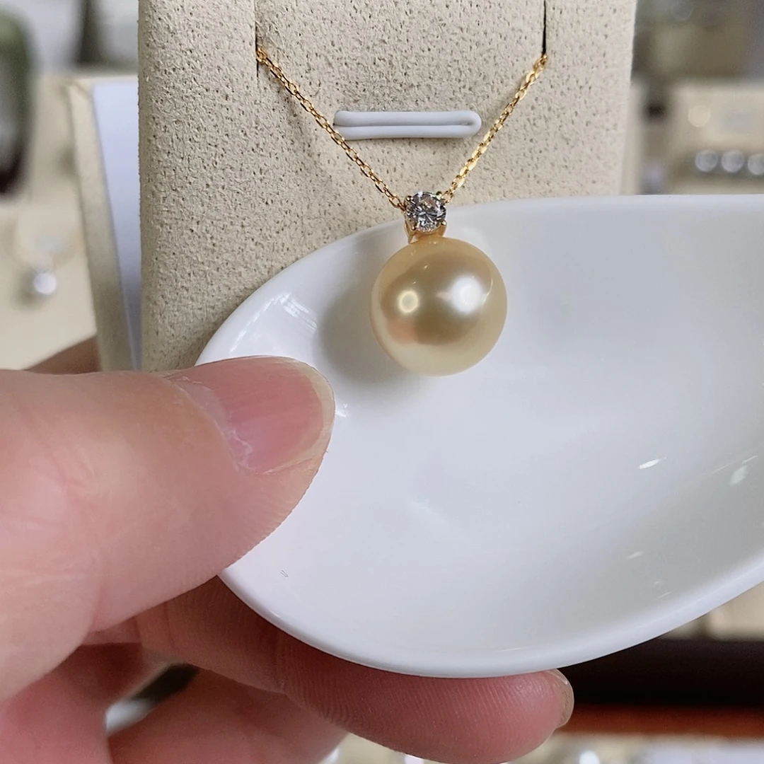 海水珍珠吊坠(不含链)18K金镶嵌12-13