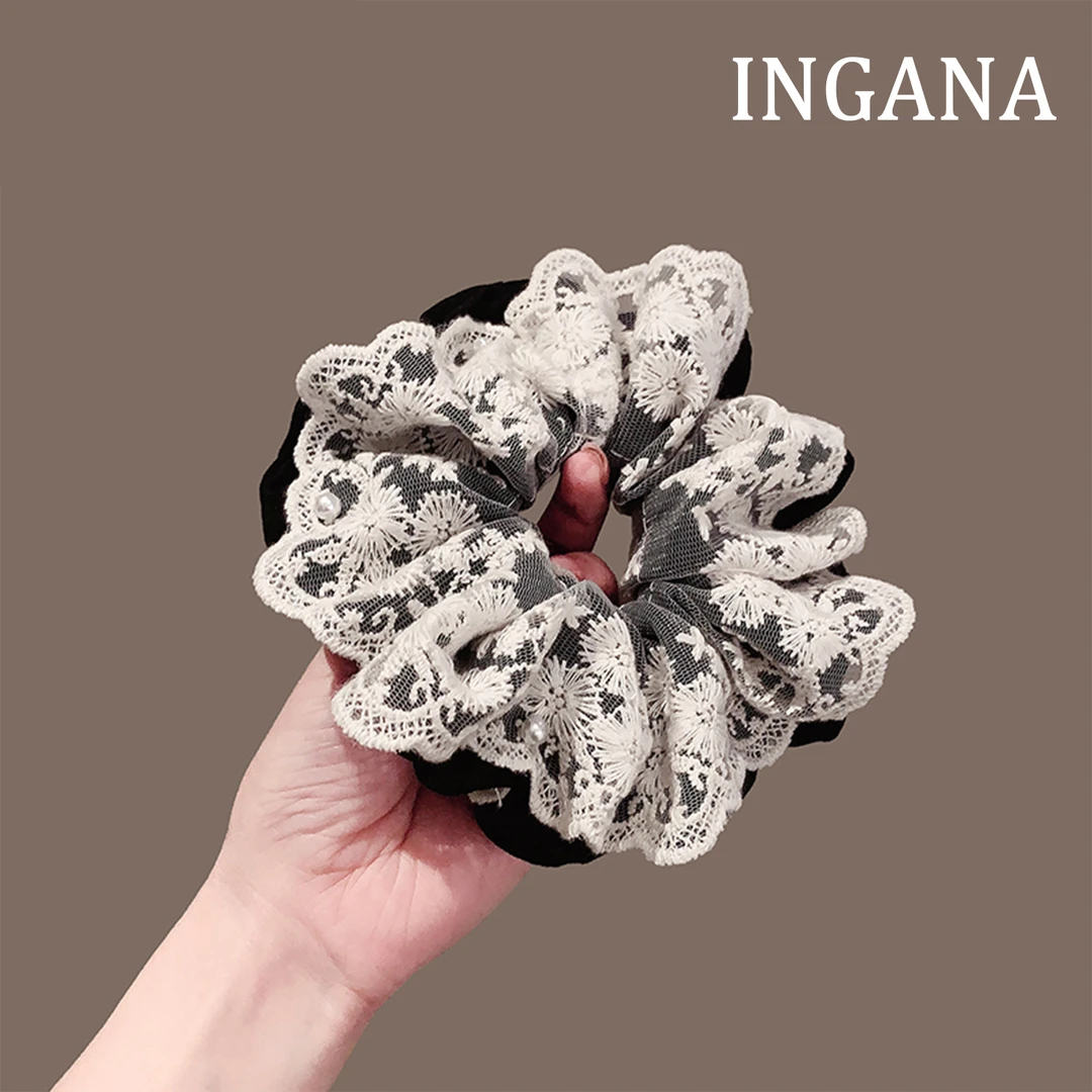 少女甜美气质蕾丝肥肠圈高弹发圈个性时尚盘发洋气发绳高级感头花