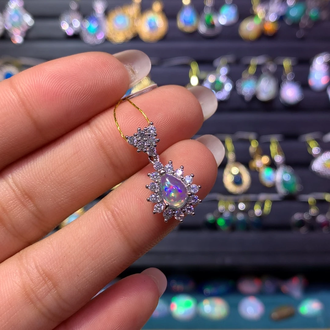 欧泊银S925镶嵌吊坠款