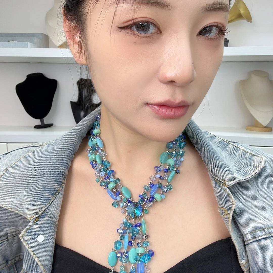 合金合金琉璃科普项链 不退换