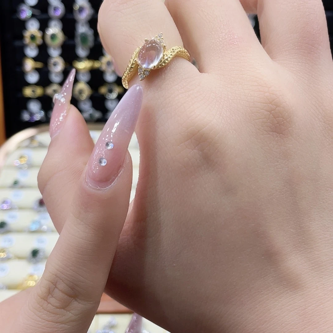 芙蓉石戒指银S925镶嵌