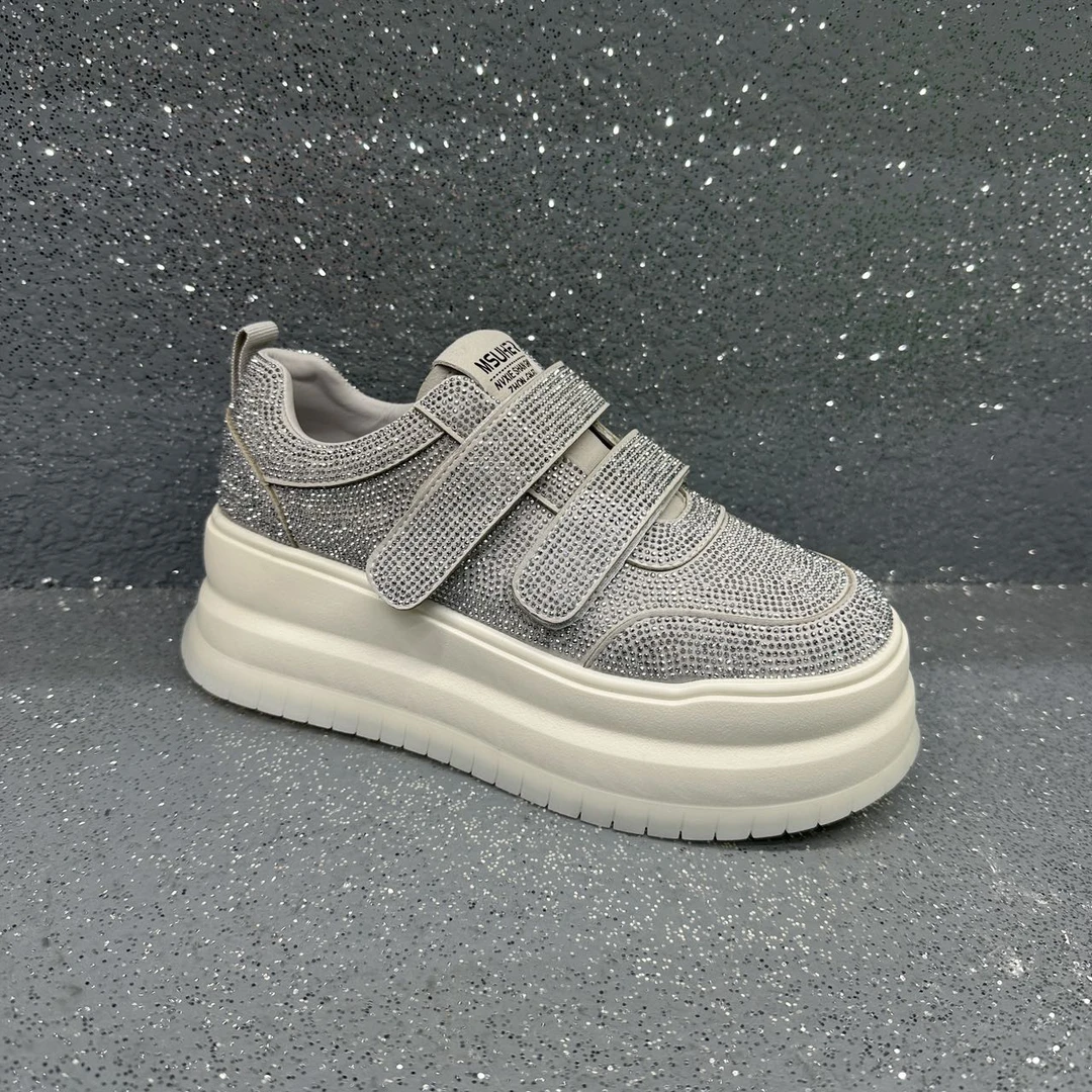 8313-1低帮松糕底女平跟厚底小白鞋网面系带时尚休闲鞋休闲鞋透气