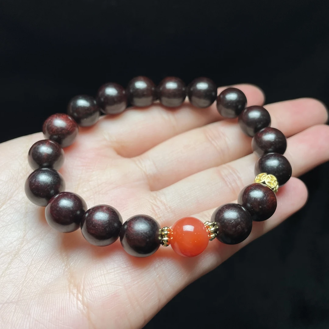 L【玉氏珠宝】小叶紫檀圆珠手串-约10mm 多样性 发一 CAN1400578