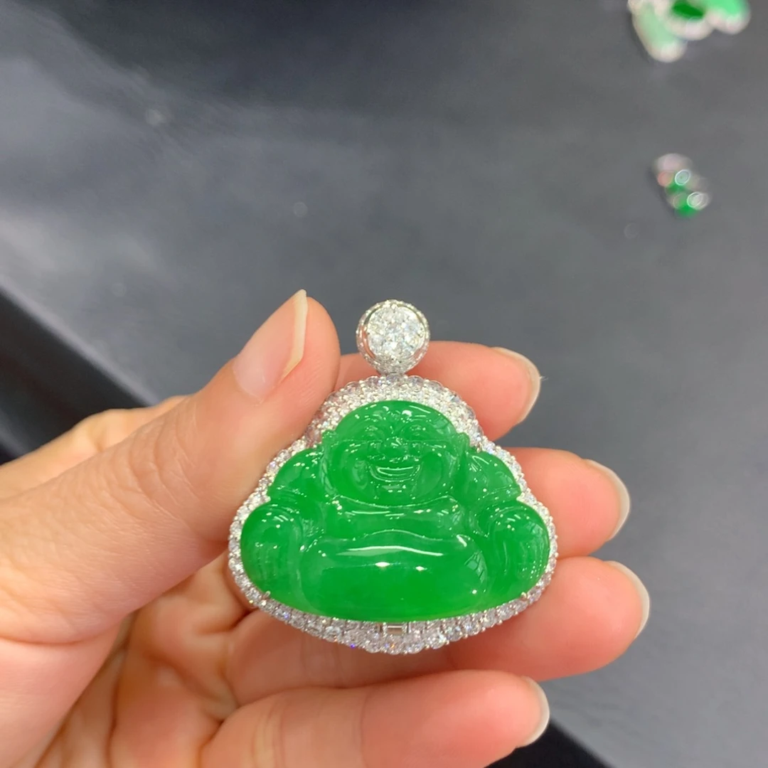 翡翠18K金镶嵌吊坠(不含链)