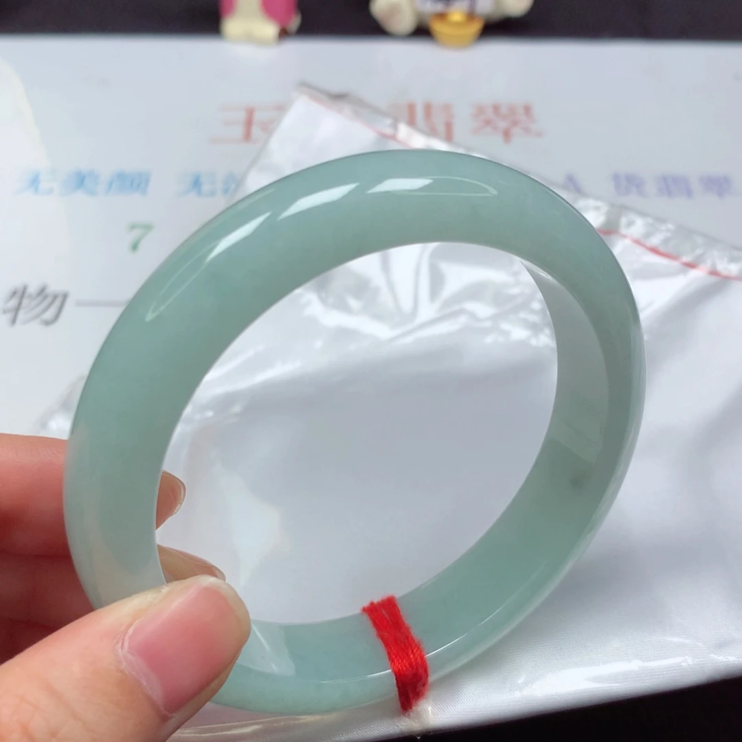 翡翠未镶嵌手镯冰润葡萄绿满色6162完美