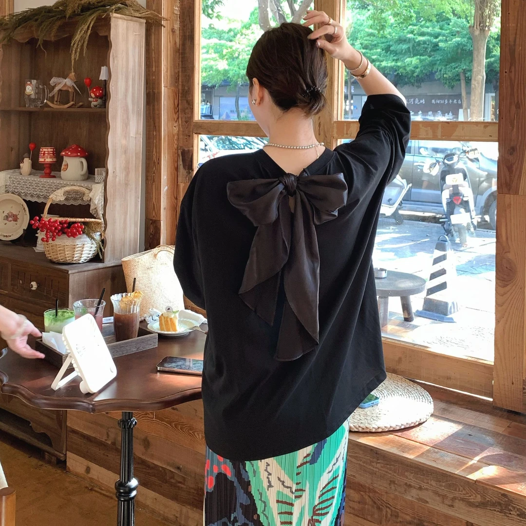 SUNCC现货 艺术美学 夏季高级设计师款小众百搭绑带休闲显瘦上衣