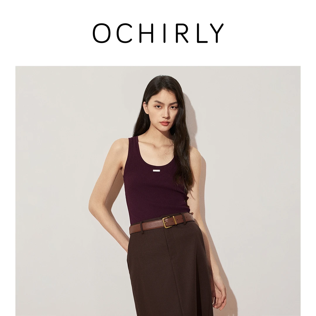 OCHIRLY欧时力精梳棉U领吊带背心女上衣紧身秋季商场同款2025新品