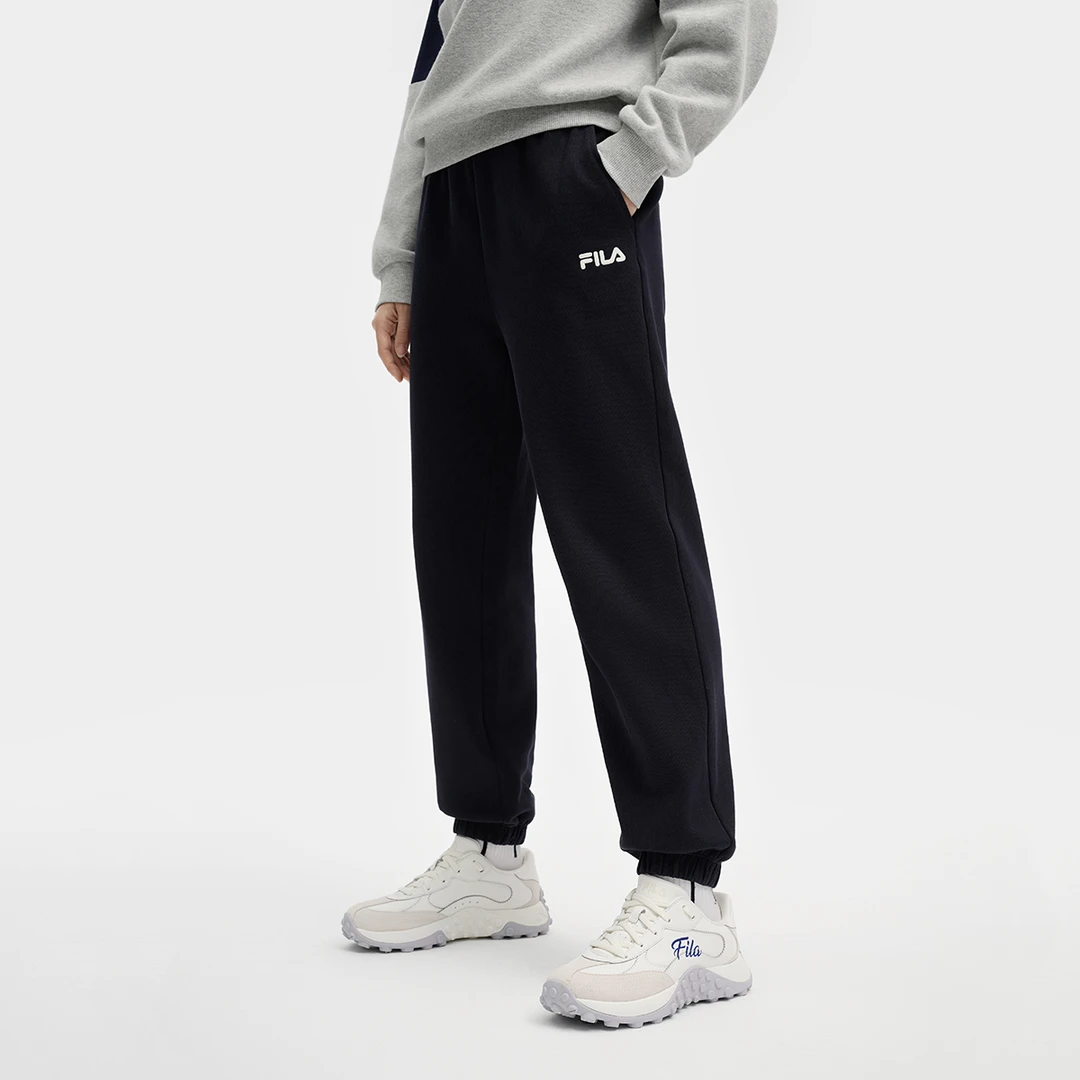 FILA/斐乐女装时尚运动休闲舒适宽松百搭春秋针织长裤F11W519603F