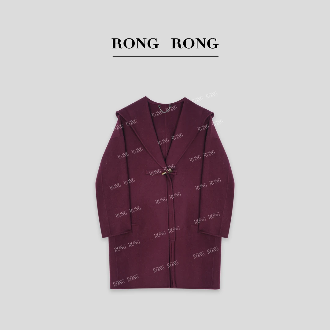 溶溶【摩登经典】RONGRONG绵羊毛牦牛绒桑蚕丝混纺双面呢大衣9873