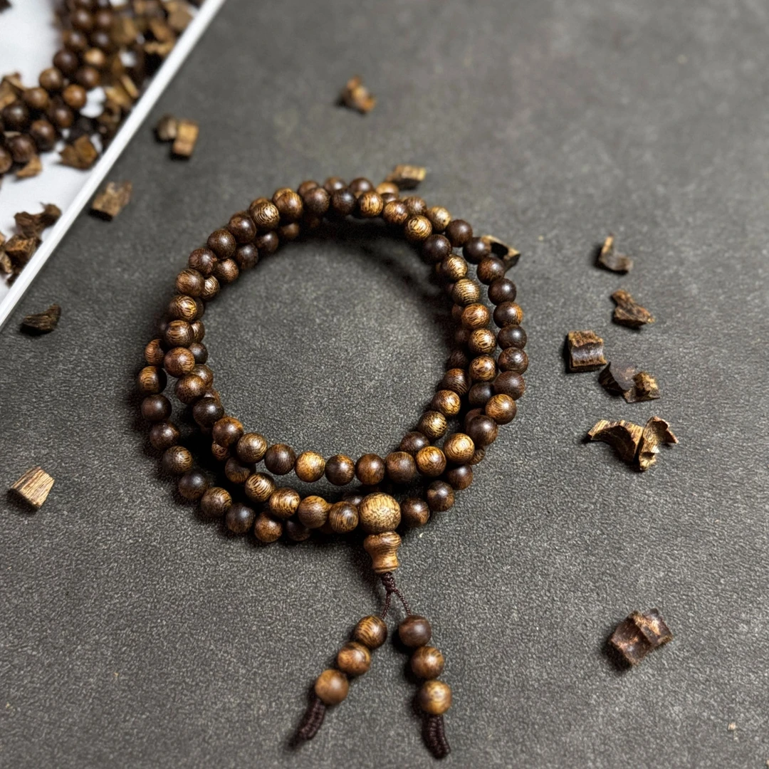 沉香7mm多圈绿棋楠沉香20g108颗花果蜜甜凉乌身老料【多样性发一】