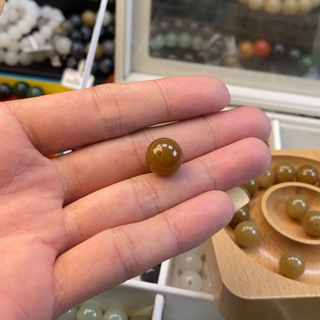 和田玉手串未镶嵌啊*丶卡12且末糖单珠