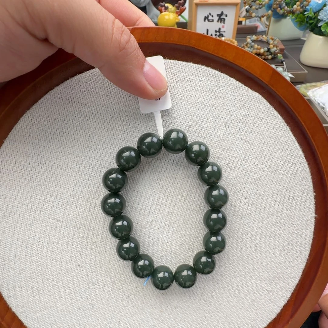 和田玉未镶嵌手链卡12且末蓝，15