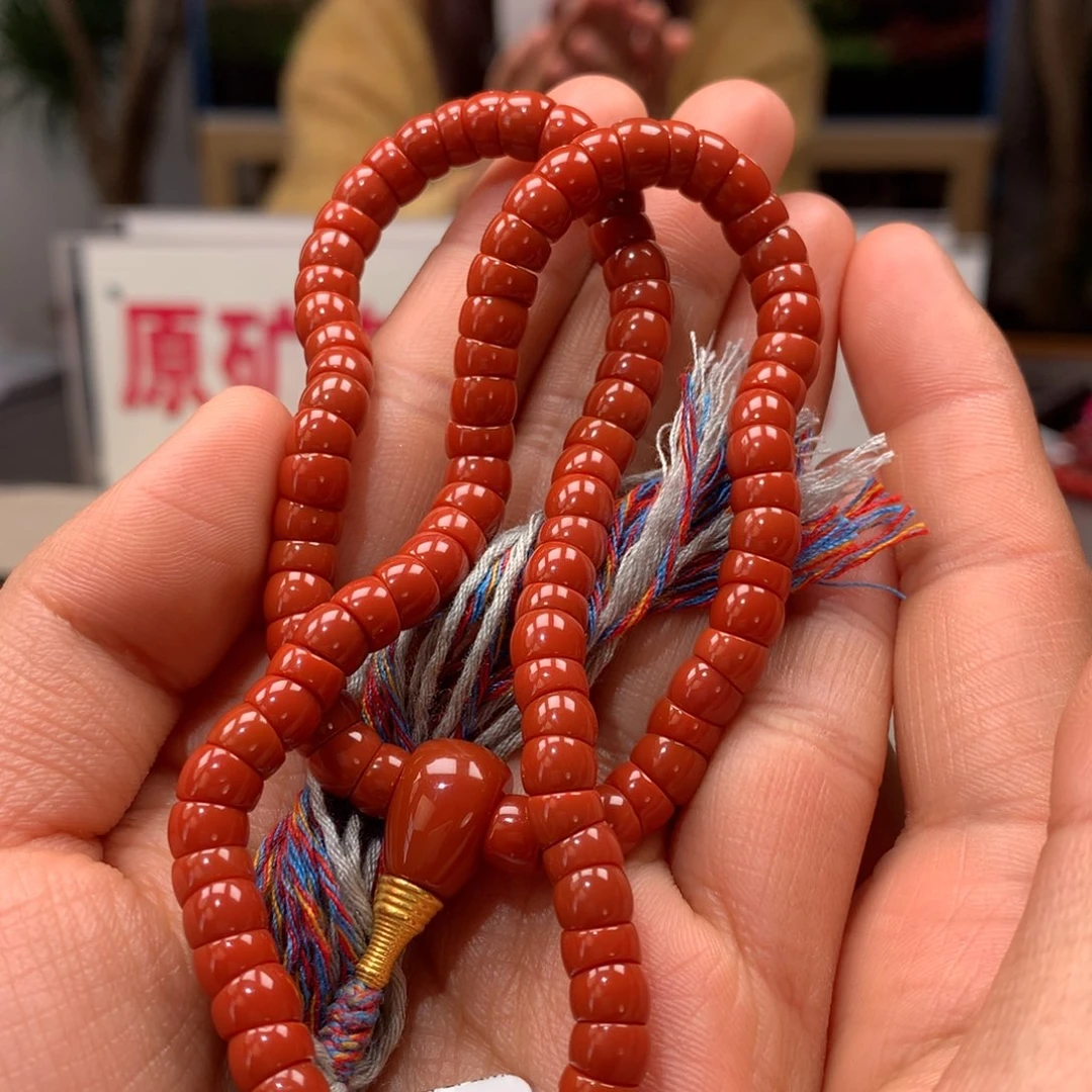 南红玛瑙6mm瓦西大肠多圈18K金镶嵌