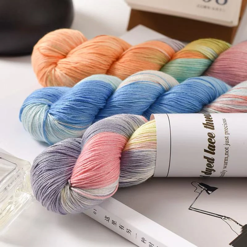 夏季六号蕾丝手染线可钩织短袖裙子披肩罩衫凉爽舒适