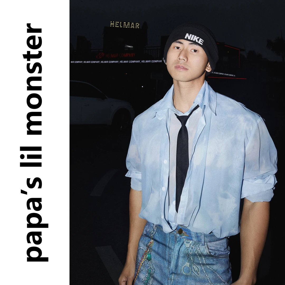 PAPASLILMONSTER【原创】美式设计假两件衬衫长袖简约设计上衣