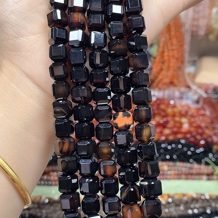 玛瑙/玉髓未镶嵌珠宝半成品玛瑙切面方糖卡8mm