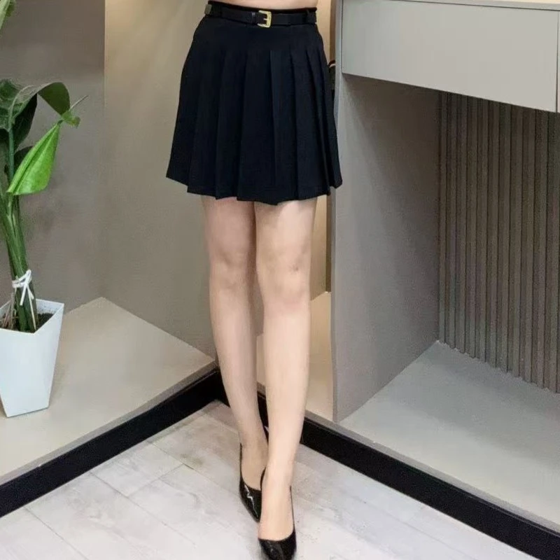 早春百褶半身裙-凡 8056时尚洋气腰带显瘦百搭款胖MM大码女装新款