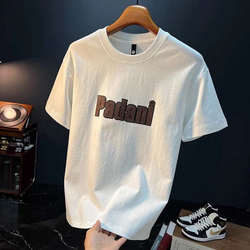 JJ白色T恤男夏季新款高端潮流印花t恤美式轻奢新疆棉舒适短袖T恤