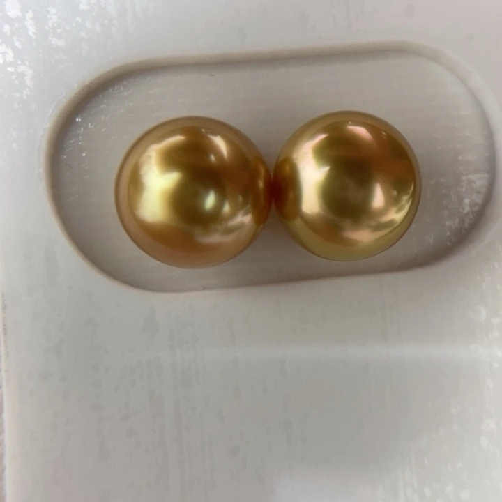 未镶嵌海水珍珠裸珠8.9mm深浓茶金小极光对珠