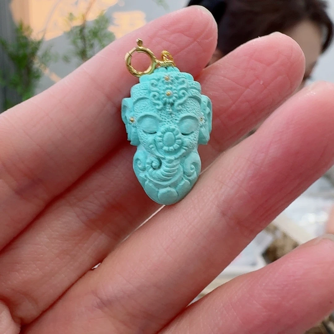 绿松石18K金镶嵌珠宝奇石