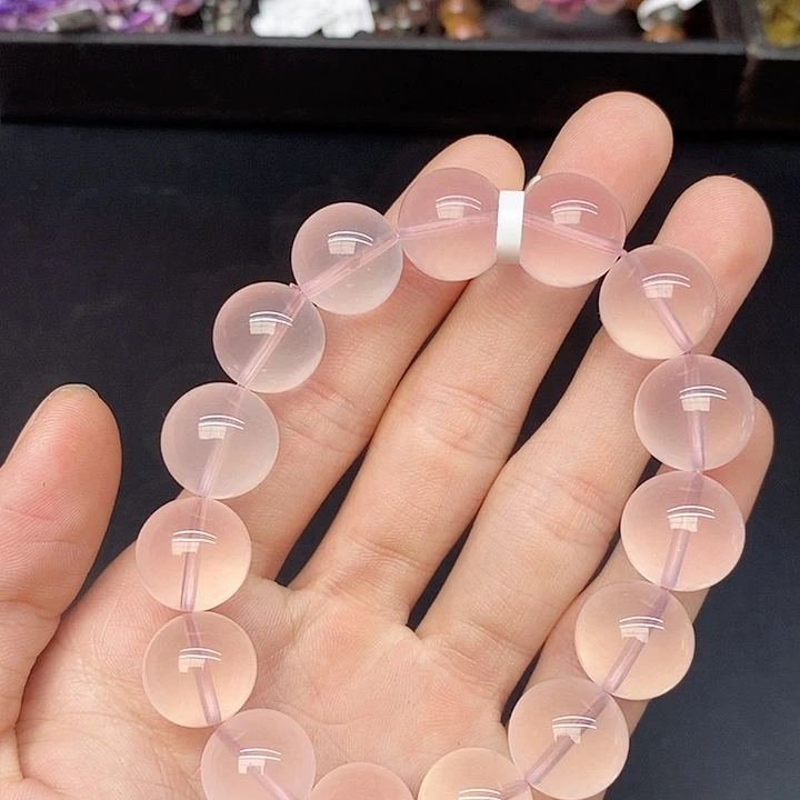 水晶手链未镶嵌17粉水晶14mm