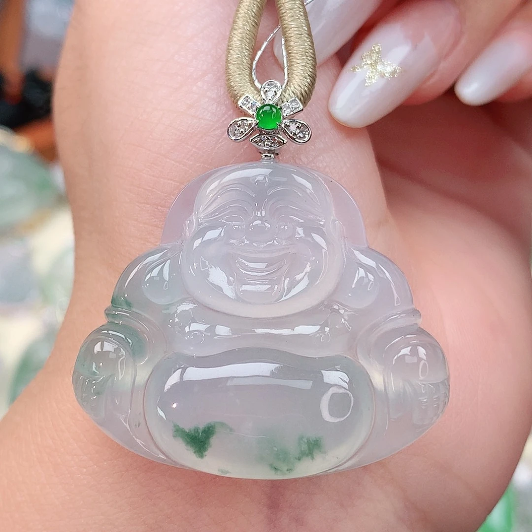 颈饰18K金镶嵌翡翠佛公