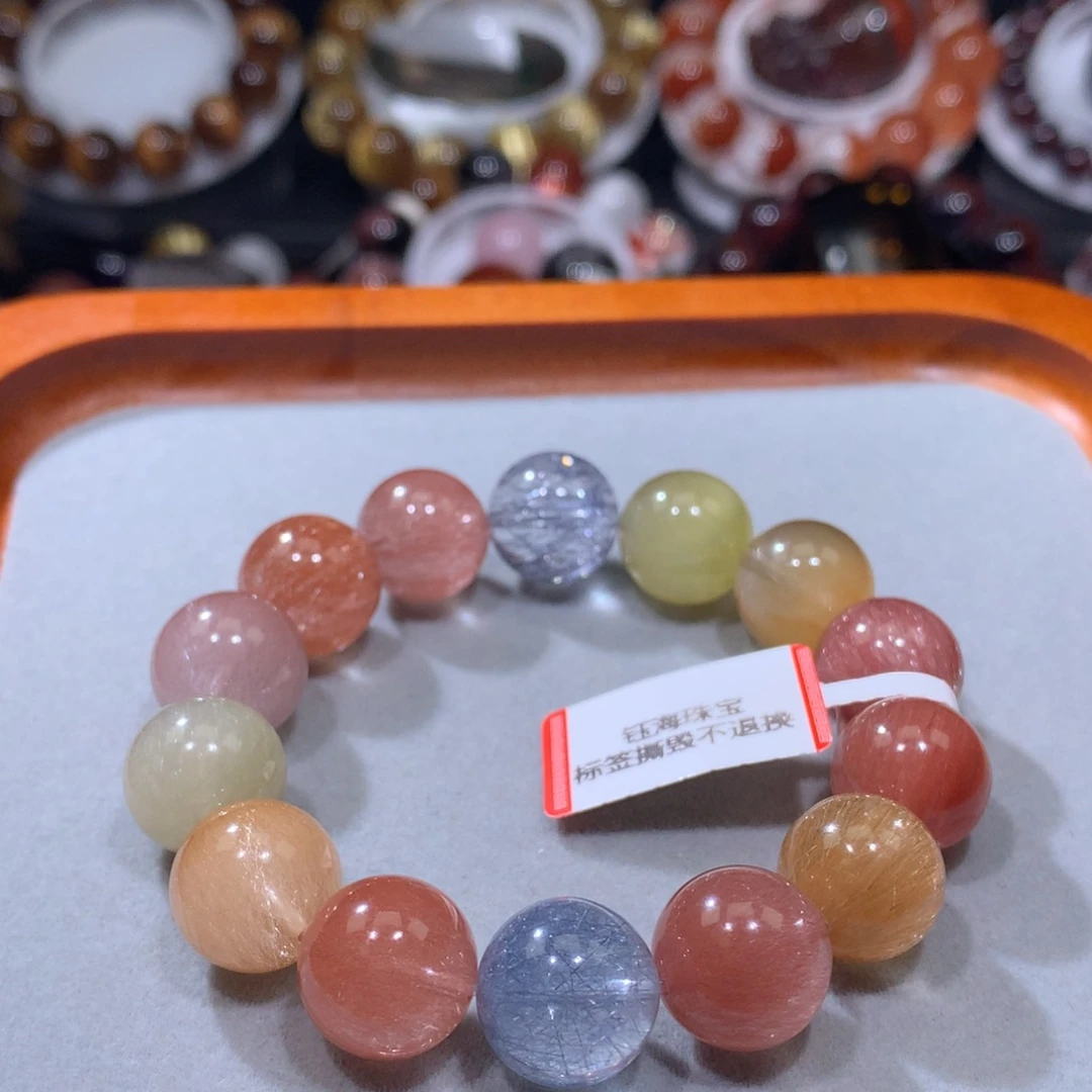 未镶嵌手链水晶彩兔毛13mm