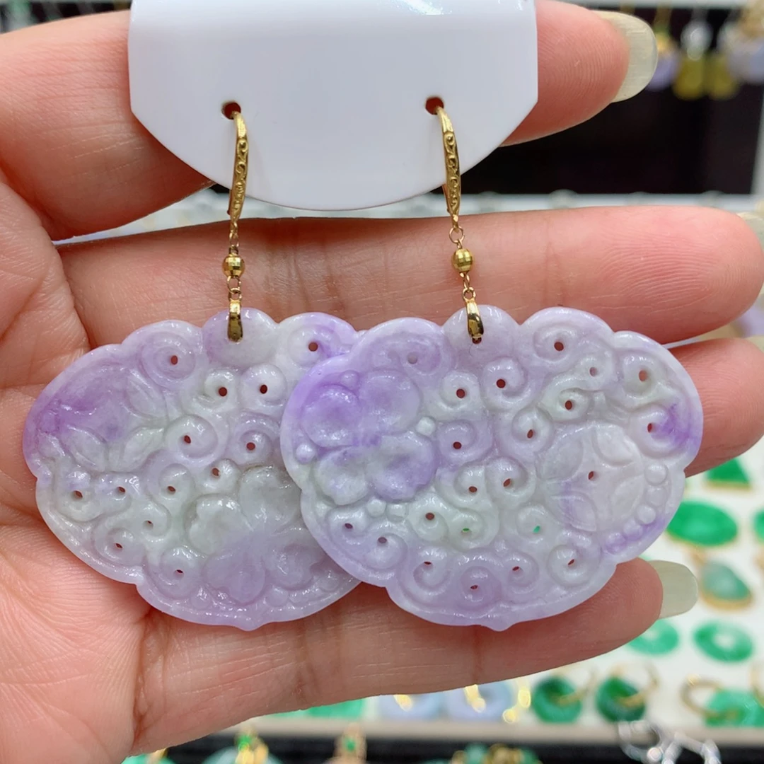 翡翠18K金镶嵌耳饰